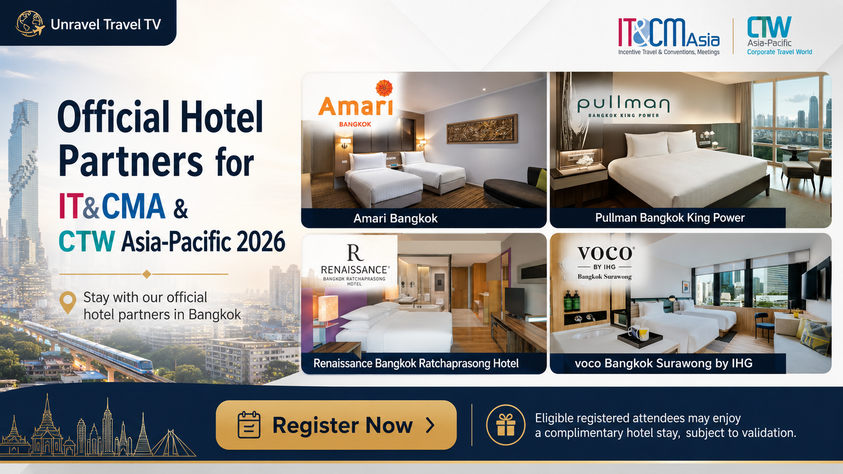 Official Hotel Partners for IT&CMA and CTW Asia-Pacific 2026 - Unravel Travel TV